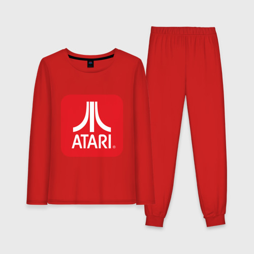 Женская пижама с лонгсливом хлопок Atari logo, цвет красный