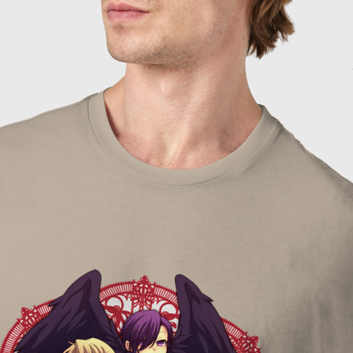 Мужская футболка хлопок Повелитель тьмы на подработке - Печать Сатаны, цвет миндальный - фото 6
