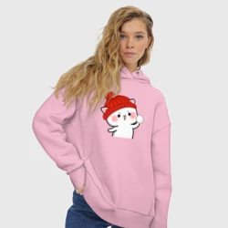 Женское худи Oversize хлопок Игра в снежки - белый котик: пара для артикула 3285697 - фото 2