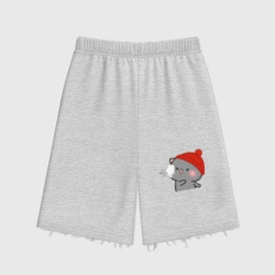 Женские шорты oversize футер хлопок Игра в снежки - серый котик - парное