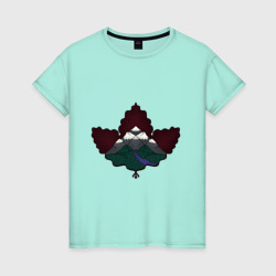 Горы в листьях – Женская футболка хлопок с принтом купить со скидкой в -20%