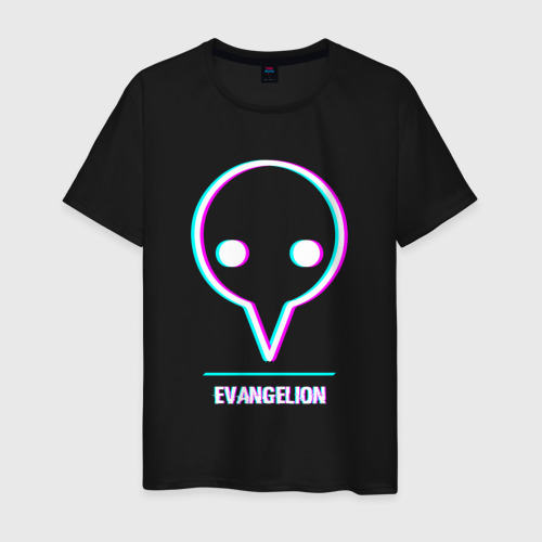 Мужская футболка хлопок с принтом Символ Evangelion в стиле glitch, вид спереди #2