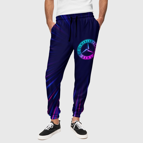 Мужские брюки 3D Mercedes neon Speed lines, цвет 3D печать - фото 4