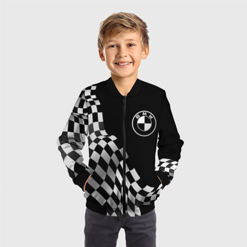 Детский бомбер 3D BMW racing flag, цвет черный - фото 4