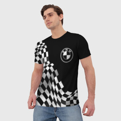 Мужская футболка 3D BMW racing flag - фото 2