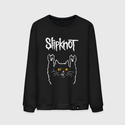 Мужской свитшот хлопок Slipknot rock cat, цвет черный