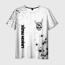 Мужская футболка 3D Linkin Park и рок символ на светлом фоне
