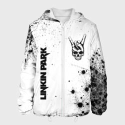 Мужская куртка 3D Linkin Park и рок символ на светлом фоне