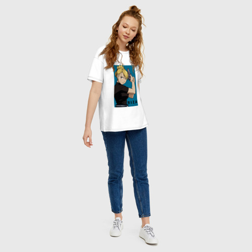 Женская футболка хлопок Oversize Лиза Хоукай, цвет белый - фото 5