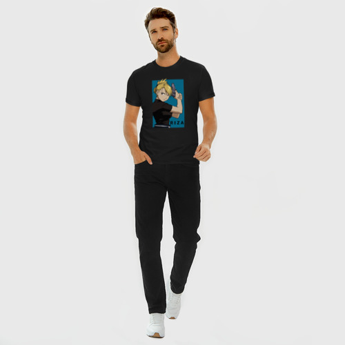 Мужская футболка хлопок Slim Лиза Хоукай, цвет черный - фото 5