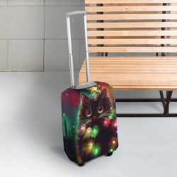 Чехол для чемодана 3D Новый Год Кот ёлка с гирляндой - фото 2