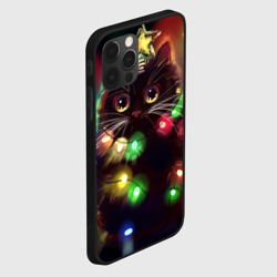 Чехол для iPhone 12 Pro Новый Год Кот ёлка с гирляндой - фото 2