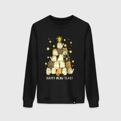 Женский свитшот хлопок Елка из котиков С мяу годом