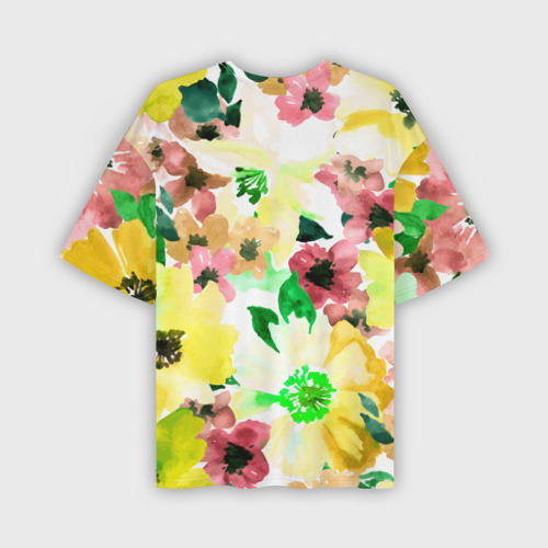 Мужская футболка oversize 3D Девушка весна - акварель, цвет 3D печать - фото 2