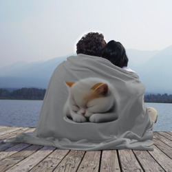 Плед 3D Спящий котёнок на сером фоне - фото 2
