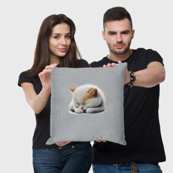 Подушка 3D Спящий котёнок на сером фоне - фото 2