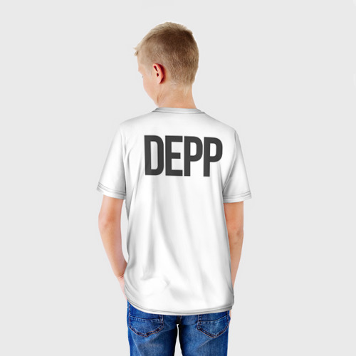 Детская футболка 3D Джонни Депп - чб рисунок, цвет 3D печать - фото 4