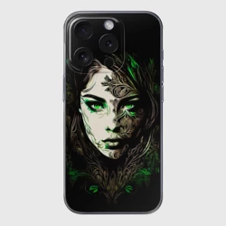 Чехол для iPhone 15 Pro силиконовый с защитой камеры Готическая девушка Весна