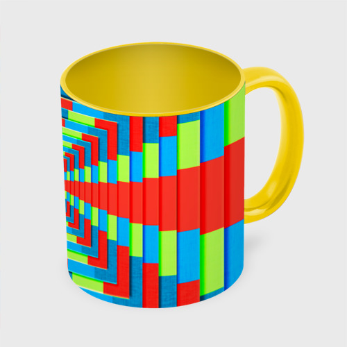 Кружка с полной запечаткой с принтом Разноцветный туннель - оптическая иллюзия, вид сбоку #3