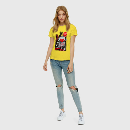 Женская футболка хлопок с принтом Плохая обезьяна в городе, вид сбоку #3
