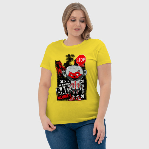 Женская футболка хлопок с принтом Плохая обезьяна в городе, фото #4