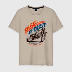 Мотоцикл в облаке пыли – Мужская футболка хлопок с принтом купить со скидкой в -20%