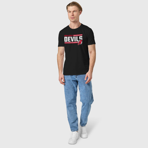Мужская футболка хлопок Нью - Джерси Девилз нхл, цвет черный - фото 5