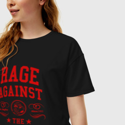 Женская футболка хлопок Oversize Rage Against the Machine красный - фото 2