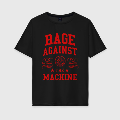 Женская футболка хлопок Oversize Rage Against the Machine красный, цвет черный