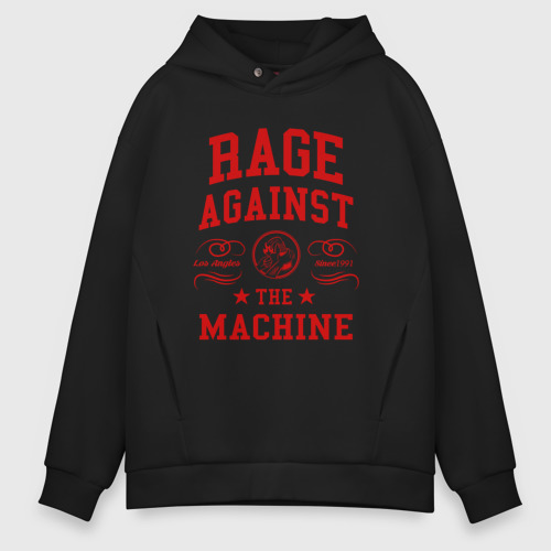 Мужское худи Oversize хлопок Rage Against the Machine красный, цвет черный