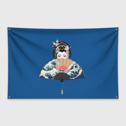 Флаг-баннер Японская гейша с большим веером