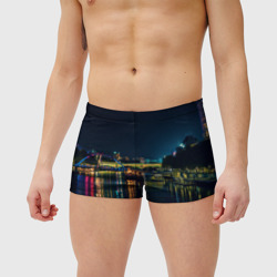Мужские купальные плавки 3D Неоновый ночной город - фото 2