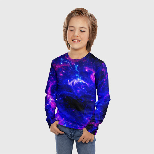 Детский лонгслив 3D Неоновый космос со звездами, цвет 3D печать - фото 3