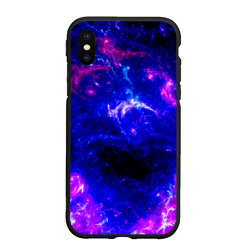 Чехол для iPhone XS Max матовый Неоновый космос со звездами