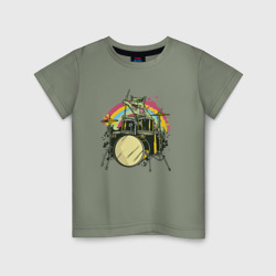 Детская футболка хлопок Зомби кот барабанщик