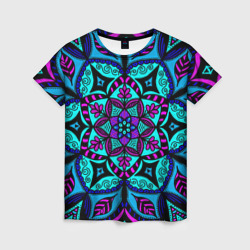 Женская футболка 3D Яркая цветная мандала