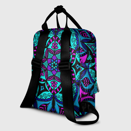 Женский рюкзак 3D с принтом Яркая цветная мандала, вид сзади #1