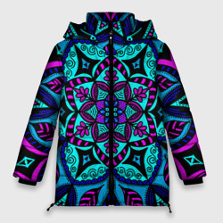 Женская зимняя куртка Oversize Яркая цветная мандала