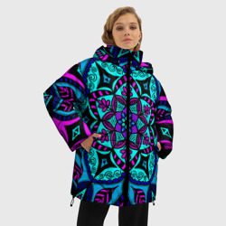 Женская зимняя куртка Oversize Яркая цветная мандала - фото 2