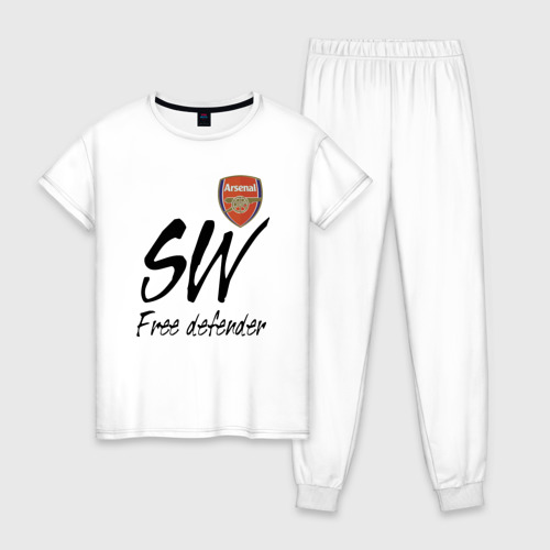 Женская пижама хлопок Arsenal - sweeper - England - London, цвет белый