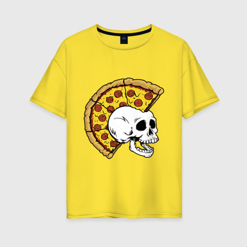 Женская футболка хлопок Oversize Pizza punk, цвет желтый