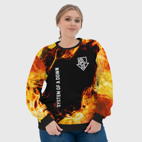 Женский свитшот 3D System of a Down и пылающий огонь, цвет 3D печать - фото 6
