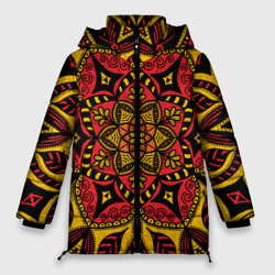 Женская зимняя куртка Oversize Мандала в стиле хохломы