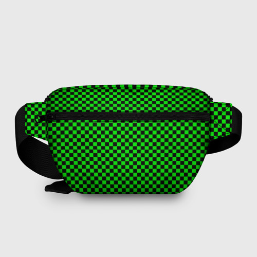 Поясная сумка 3D с принтом Зелёная шахматка - паттерн, вид сзади #1