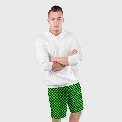 Мужские шорты спортивные с принтом Зелёная шахматка - паттерн, фото #4