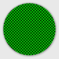 Круглый коврик для мышки Зелёная шахматка - паттерн