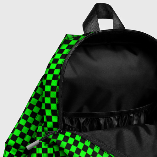 Детский рюкзак 3D с принтом Зелёная шахматка - паттерн, фото #4