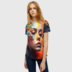 Женская футболка 3D Фантастическая девушка - фото 2
