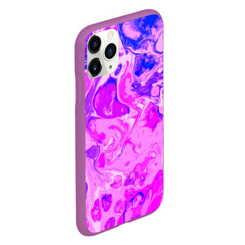 Чехол для iPhone 11 Pro матовый Абстракция неоновые тай-дай разводы, цвет фиолетовый - фото 3