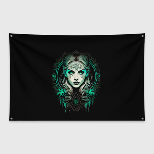Флаг-баннер Готическая ведьма на чёрном фоне